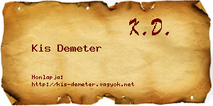 Kis Demeter névjegykártya